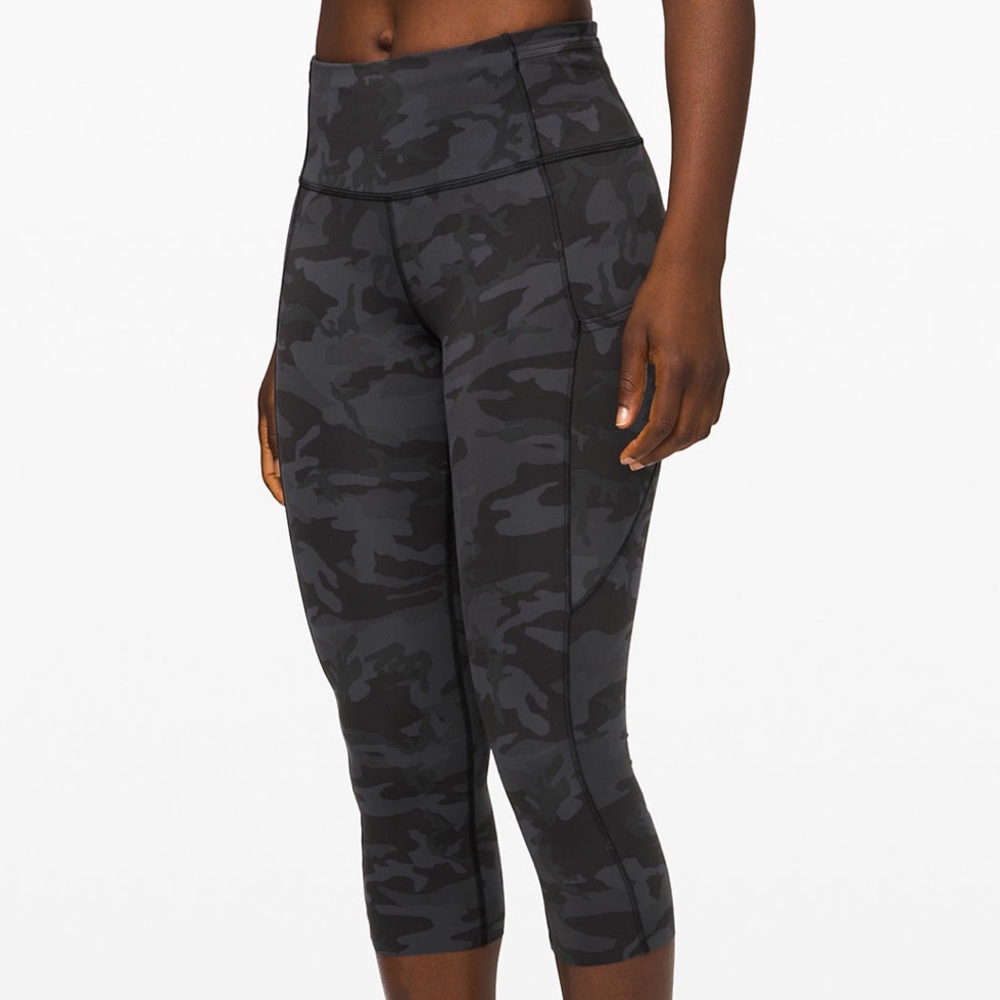 Lululemon Fast and Free Camo Print Crop Leggings